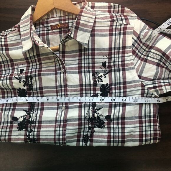 7 FOR All Mankind Shirt, Plaid/Embroidery … - Picture 6 of 7